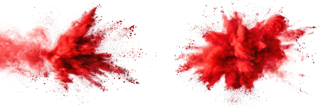 red powder pulver explosion isolated on white or transparent png