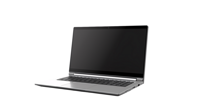 a laptop with a black screen