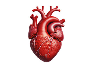 a red human heart with veins