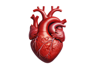 a red human heart with veins