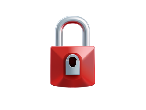 a red padlock with a silver lock
