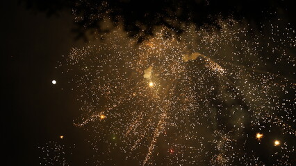 The beautiful and colorful fireworks show for new year's celebration at night