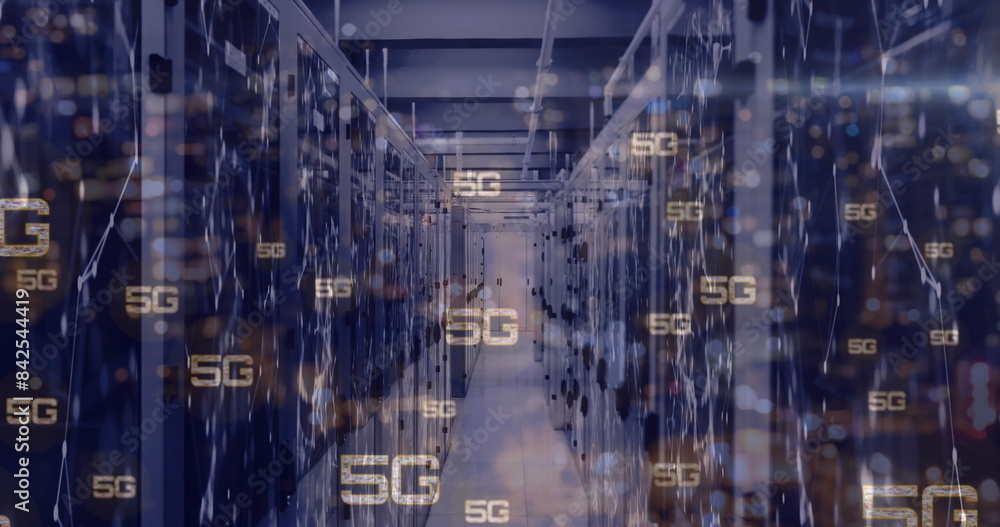 Poster Image of 5g text and data processing over computer servers, copy space