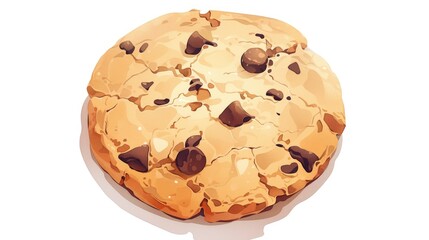 A solitary chocolate chip cookie drawing set against a white backdrop Delicious treats