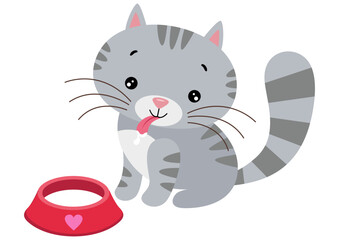 Cute funny cat drinking milk