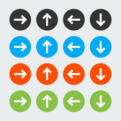 Arrows with circle right, left, up, down directions. Easy editable vector design.