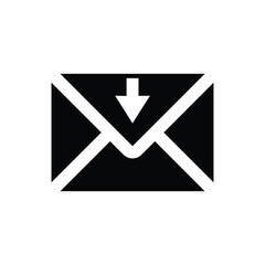 incoming message letter envelope icon with down arrow for business economics office and web icon
