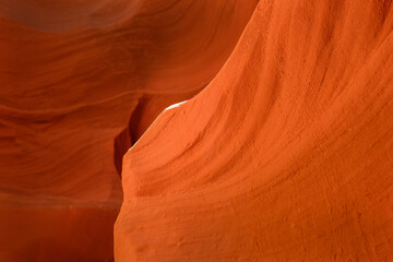 Sunlight shining on top of the rock. Antelope Canyon. Arizona. Vertical format.