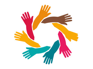 Fototapeta premium a group of colorful hands in a circle