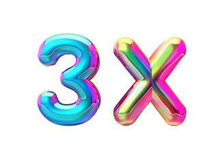 a colorful number on a white surface