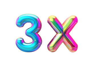 a colorful number on a white surface