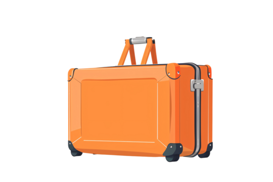 an orange suitcase with wheels