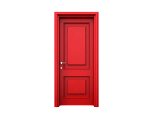 a red door with silver handle
