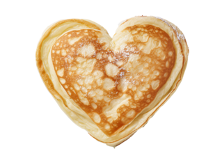 a heart shaped pancake with powdered sugar