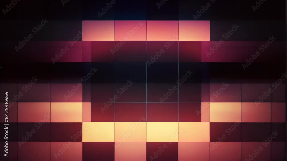 Poster abstract image with colorful squares and reflections on a dark background. concept: abstract art, mo
