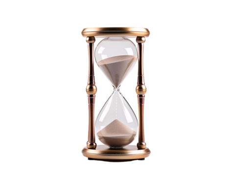 a sand clock with a white background