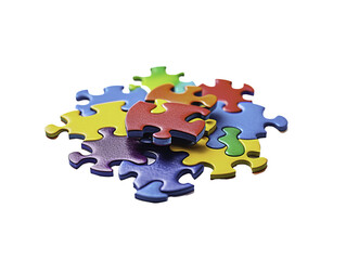 a pile of colorful puzzle pieces