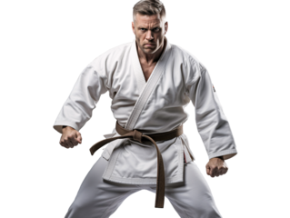 a man in a karate uniform