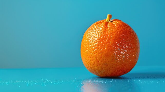 Close up of Mandarin on a Blue Background