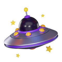 Space exploration of UFO and spacecraft. 3D render