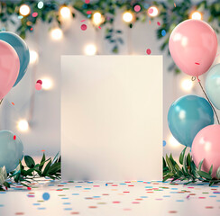 mockup invitation background with balloons