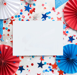 American background with flowers mockup invitation 