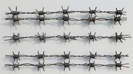 Set of barbed wires cut out 