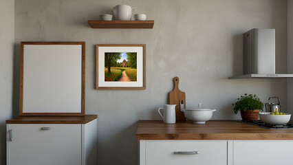 interior kitchen with fireplace