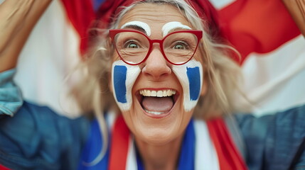 Excited Supporter Face Paint National Flag Colors Celebration