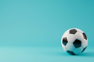 Fototapeta premium A single soccer ball sits on a blue background, ready for action.