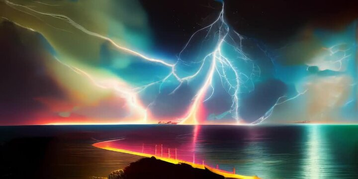 Animaci&oacute;n de rayo muy intenso en una tormenta perfecta