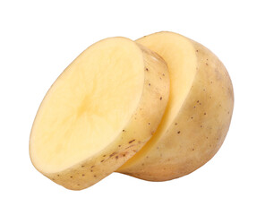 slices and half young potatoes isolated, transparent PNG,  PNG format, cut out