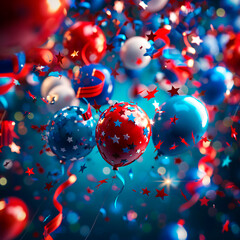 American, USA, balloons banner, flag,