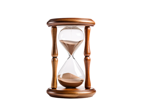 a sand clock with wooden legs