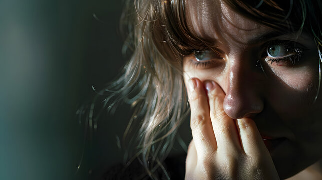 PTSD - Post Traumatic Stress Disorder. Portrait of a Troubled Woman.
