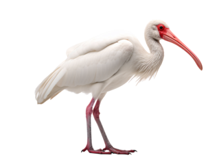 a white bird with red beak