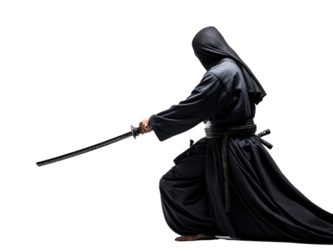 a person in a black robe holding a sword