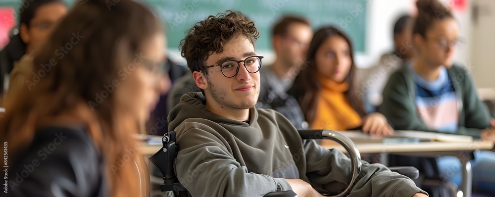 Aufkleber inclusive classroom setting with diverse students attending lecture