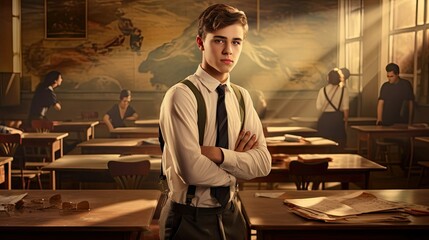 photo of young student person in university or college classroom