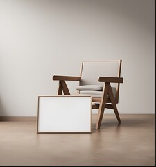 Mockup frame in minimalist nomadic interior background, 3d render