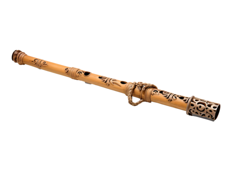 a wooden flute with a handle