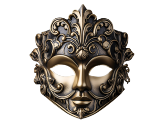 a gold and black mask