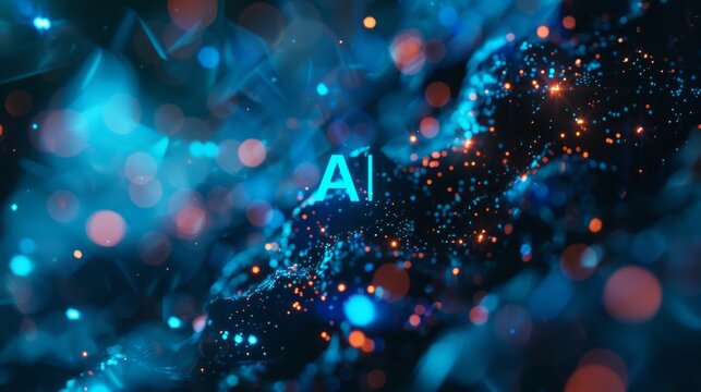 at showcasing AIGC's courses, featuring striking "AI" text with a three-dimensional effect and leaving space for text layout