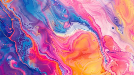 Obraz premium Vibrant liquid marbling paint background with abstract texture and intense color mix