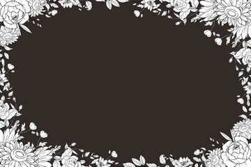 Hand Drawn Leaf and Flower Frame Background. Suitable for Wedding Invitation and Card