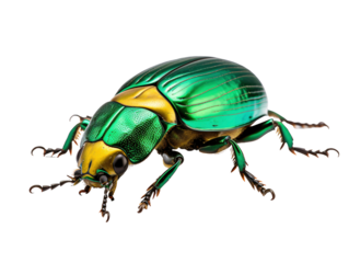 a green and yellow beetle