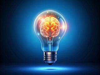 A light bulb with a brain inside it, representing creativity and innovation. Generative AI.
