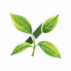 Naklejka premium logo, vector design of green tea leaves in the shape of an 