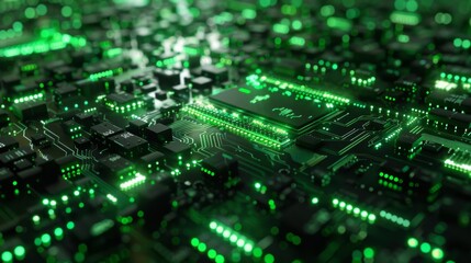 Fototapeta premium microchip green lights 
