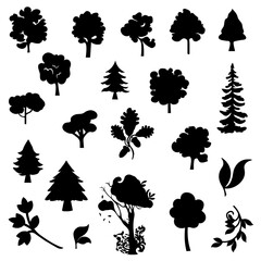  Forest  images, tree silhouettes, vector